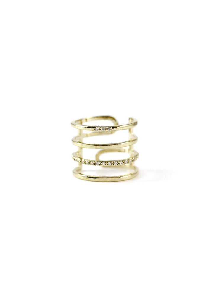 Multi Layered Lines Gold Ring Online Jewelry Kollidea 2