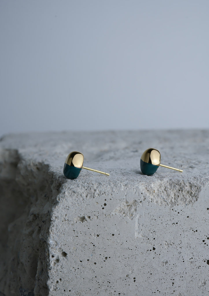 Handmade Earring Ceramic Jewelry Cecolors Diamond Deep Green Teal