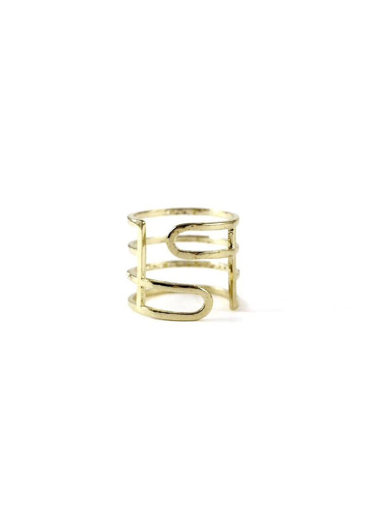 Multi Layered Lines Gold Ring Online Jewelry Kollidea 3