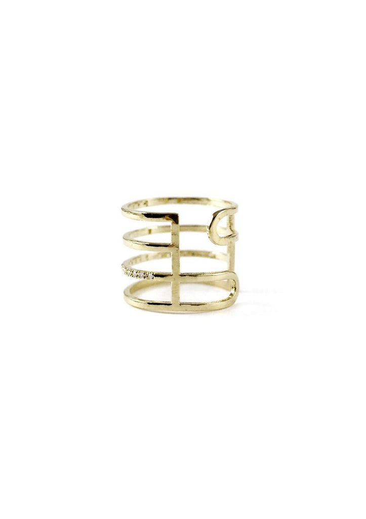 Multi Layered Lines Gold Ring Online Jewelry Kollidea 4