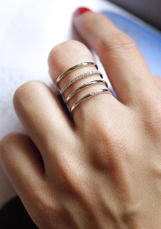 4 Lines Layered Cubic Ring Silver Online Jewelry Kollidea 1