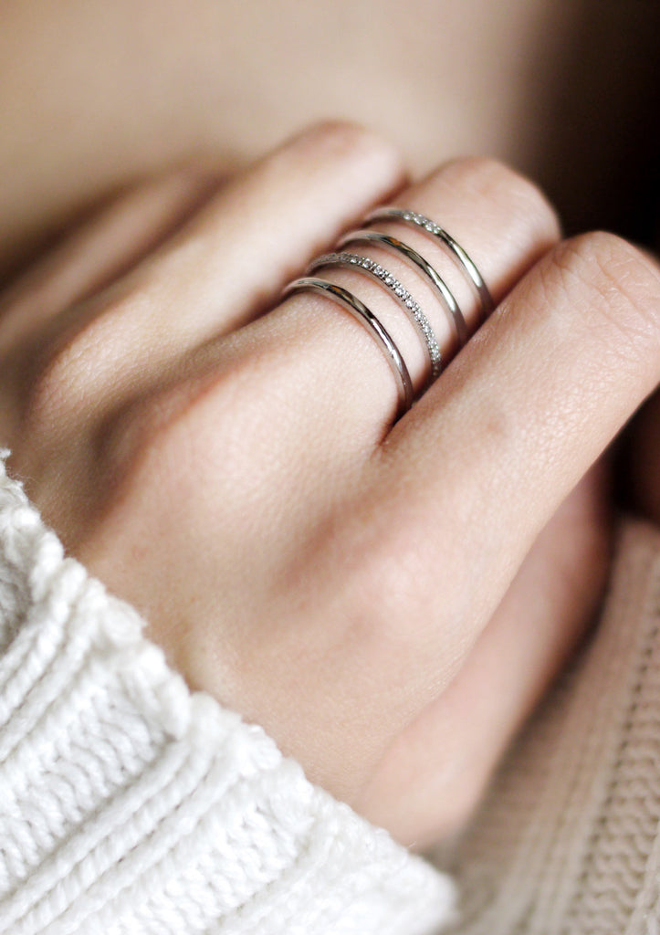 4 Lines Layered Cubic Ring Silver Online Jewelry Kollidea 4