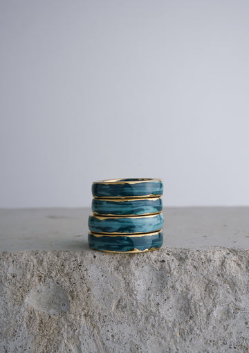 Cecolors Handmade Ceramic Porcelain Ring Blue Deep Teal 3