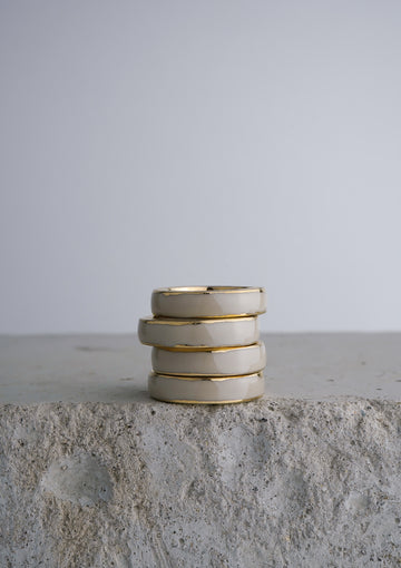 Cecolors Handmade Ceramic Porcelain Ring Oyster Gray Beige 5