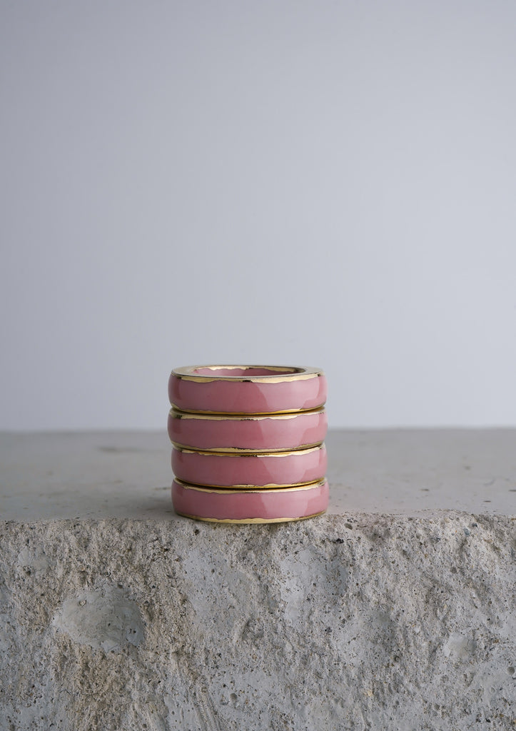 Cecolors Handmade Ceramic Porcelain Ring Pink Peach Blossom 5