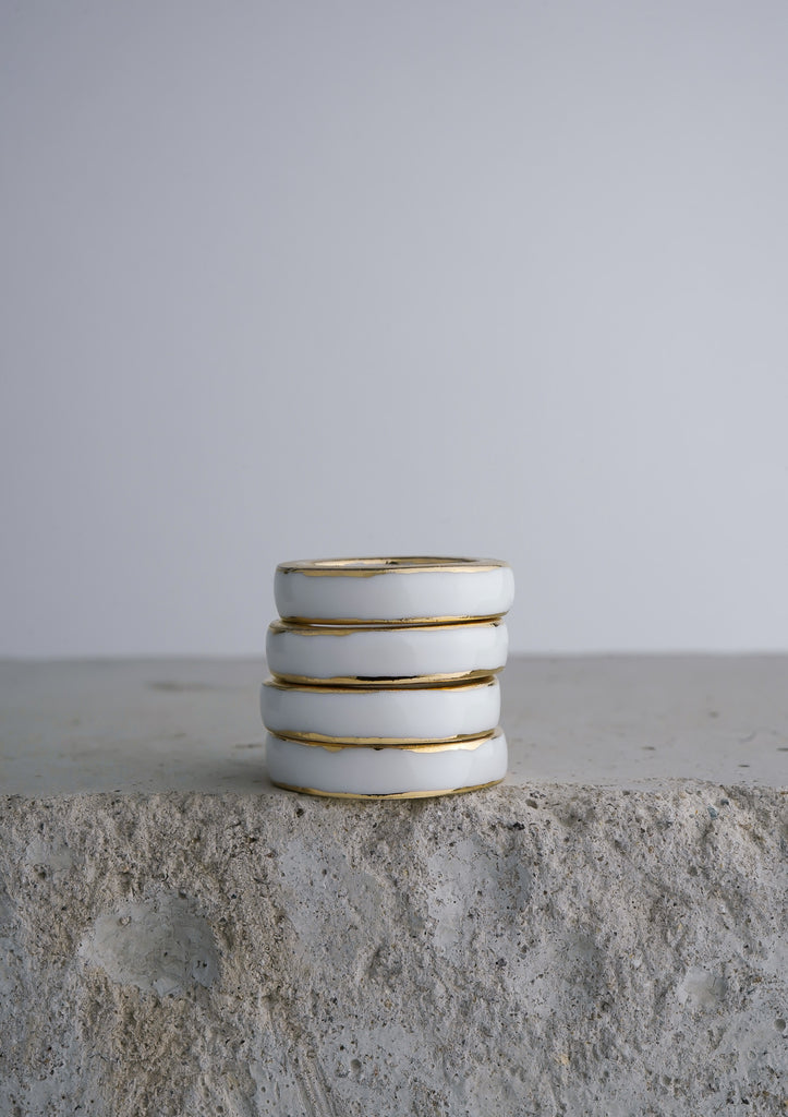 Cecolors Handmade Ceramic Porcelain Ring White 5