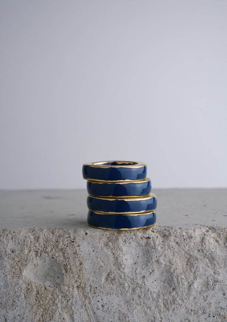 Cecolors Handmade Ceramic Porcelain Ring Blue Opal 3