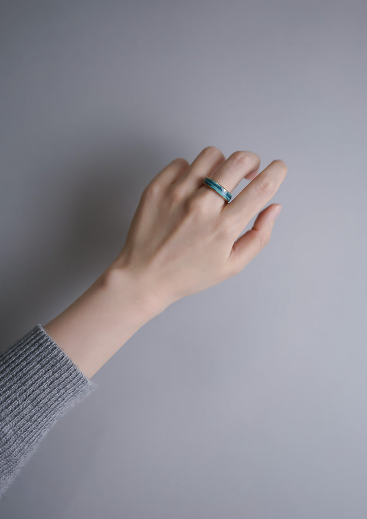 Cecolors Handmade Ceramic Porcelain Ring Blue Deep Teal 5