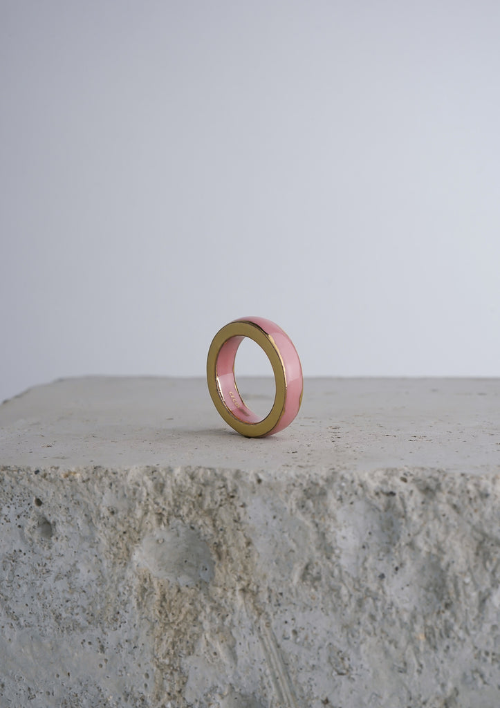 Cecolors Handmade Ceramic Porcelain Ring Pink Peach Blossom 3