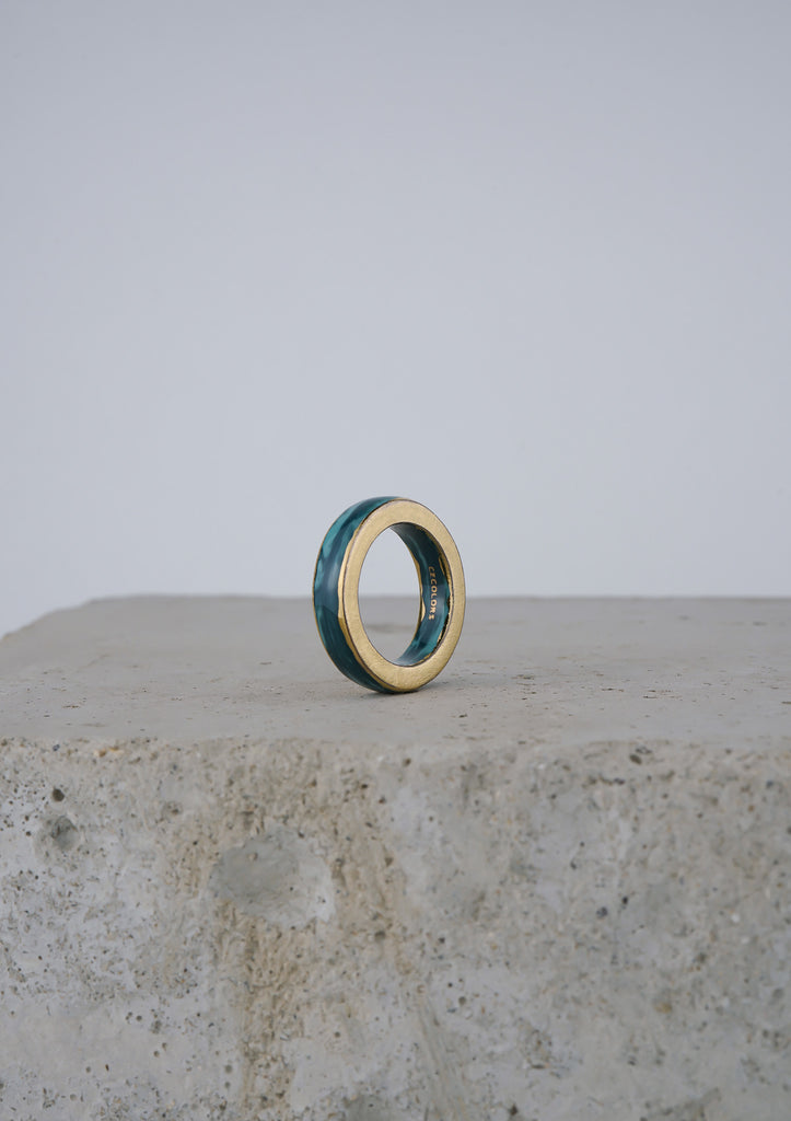 Cecolors Handmade Ceramic Porcelain Ring Blue Deep Teal 1