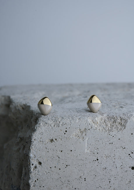 Handmade Earring Ceramic Jewelry Cecolors Diamond Oyster Gray