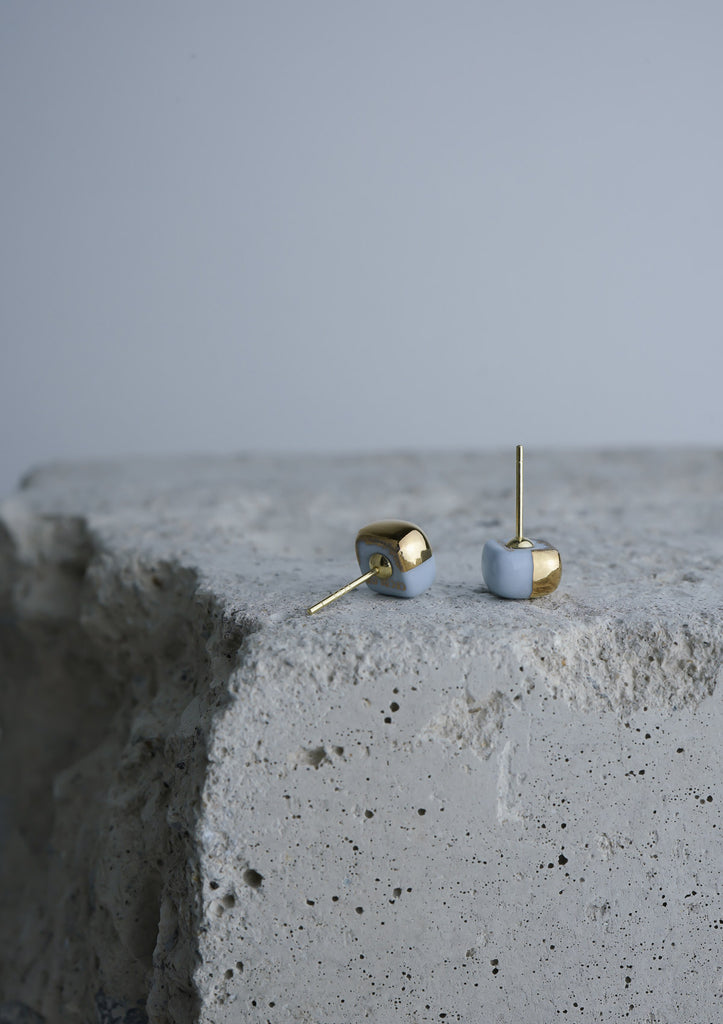 Handmade Earring Ceramic Jewelry Cecolors Square Ballad Blue