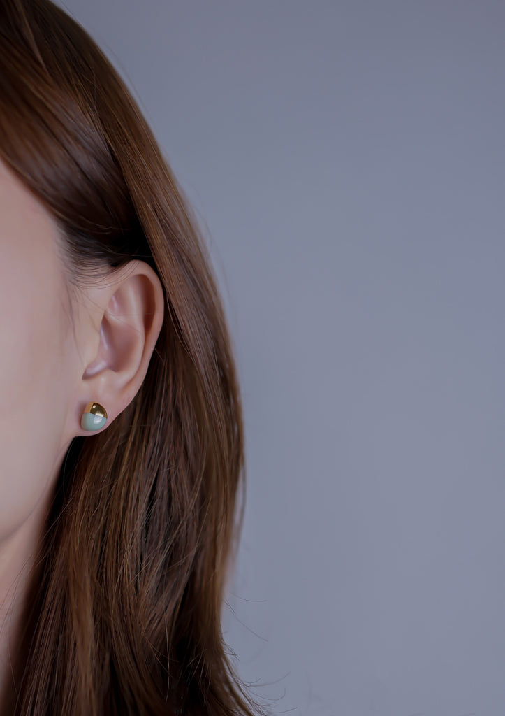 Handmade Earring Ceramic Jewelry Cecolors Semicircle Smoke Green
