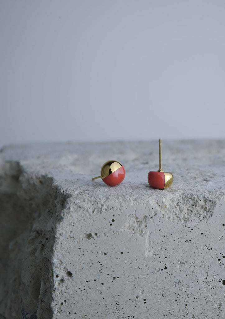 Handmade Earring Ceramic Jewelry Cecolors Circle Pureed Pumpkin