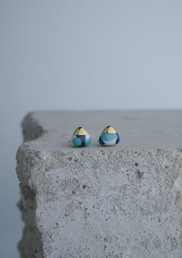 Handmade Earring Ceramic Jewelry Cecolors Blue Triangle