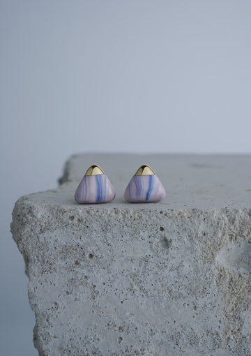 Handmade Earring Ceramic Jewelry Cecolors Marble Blue and Pink