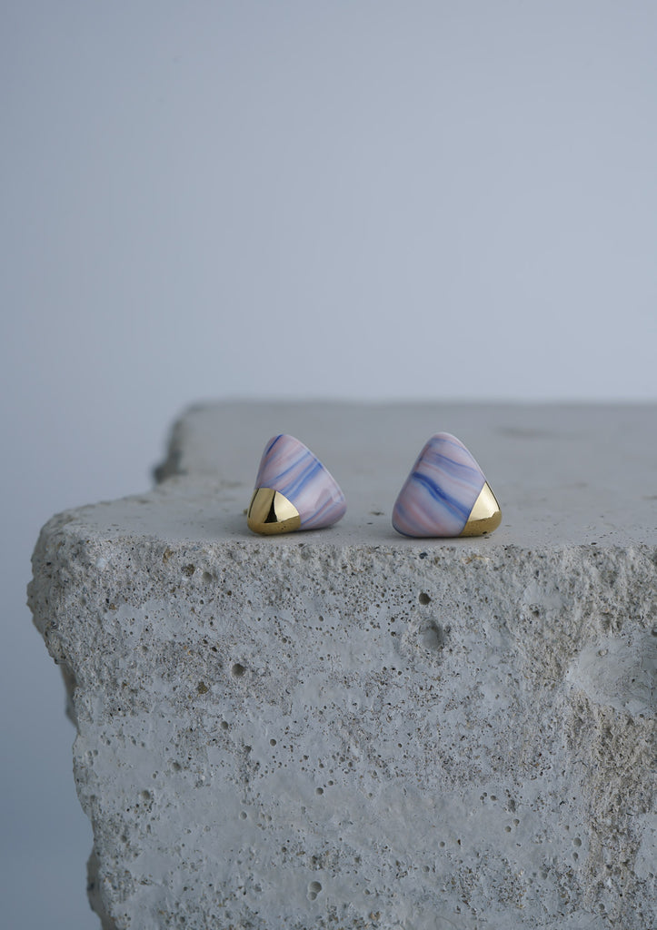 Handmade Earring Ceramic Jewelry Cecolors Marble Blue and Pink