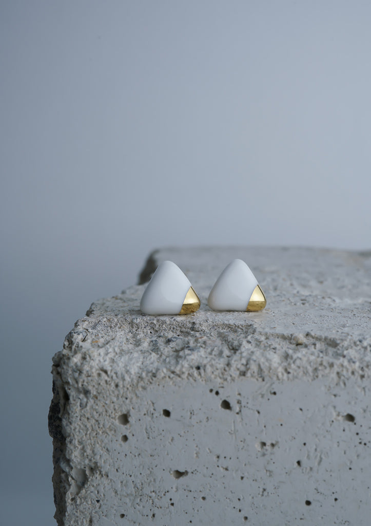 Handmade Earring Ceramic Jewelry Cecolors White Triangle