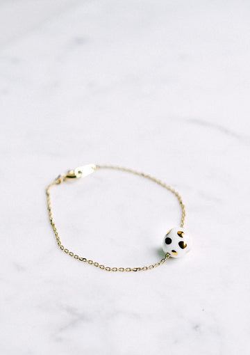 Cecolors Handmade Ceramic Polka Dots Gold Sterling Silver Bracelet 01