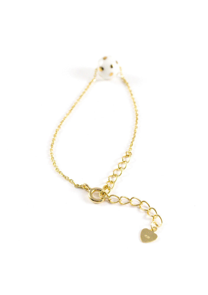 Cecolors Handmade Ceramic Polka Dots Gold Sterling Silver Bracelet 04