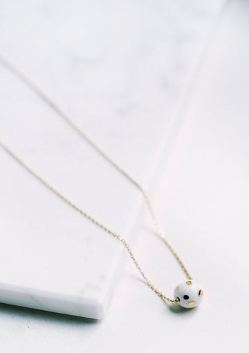 Cecolors Handmade Ceramic Polka Dots Gold Sterling Silver Neclace 02