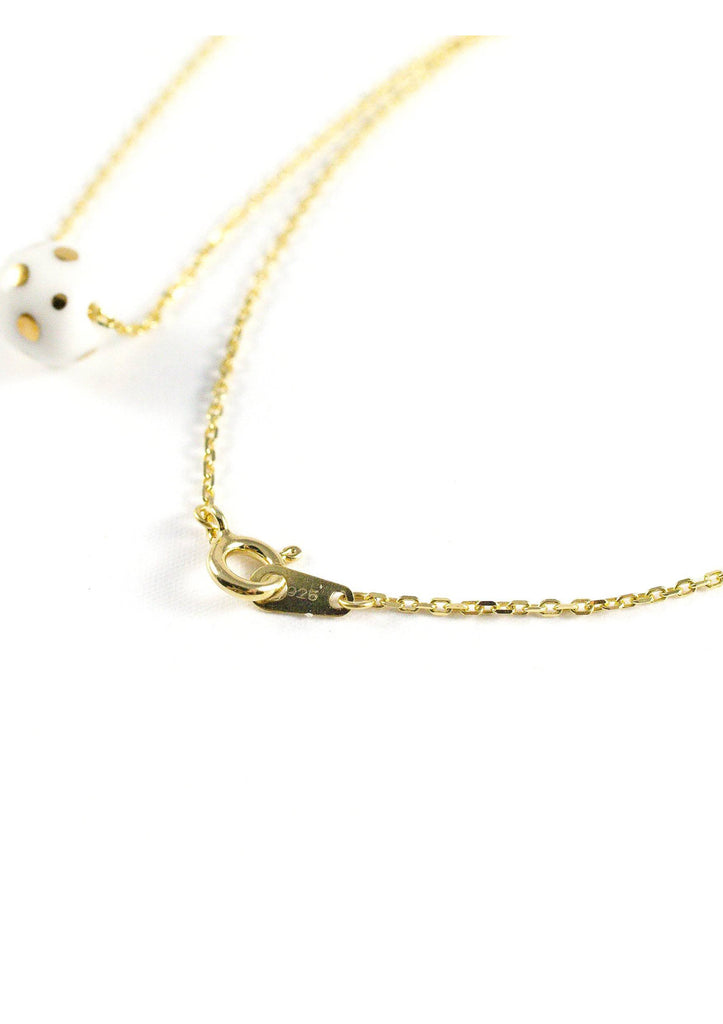 Cecolors Handmade Ceramic Polka Dots Gold Sterling Silver Neclace 06