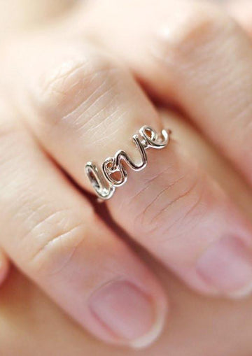 Cursive Long Ring Silver Online Accessories Kollidea 1