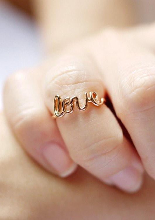 Cursive Long Ring Rose Gold Online Accessories Kollidea 1