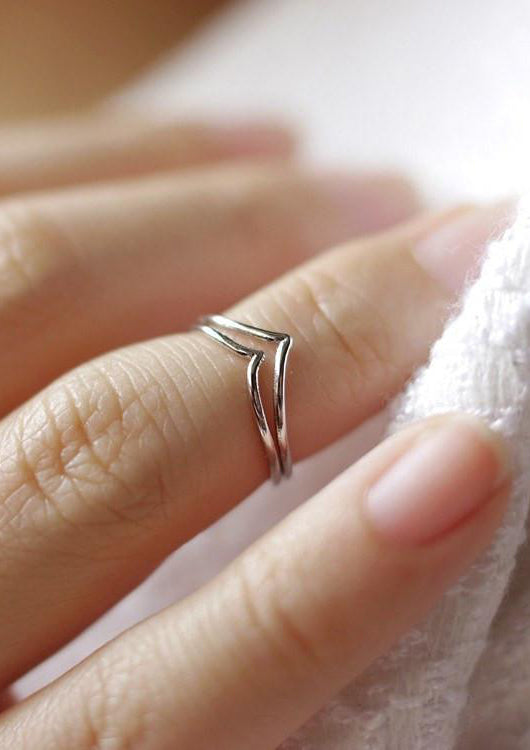 Double Chevron V Ring Silver Online Accessories Jewelry Kollidea 4