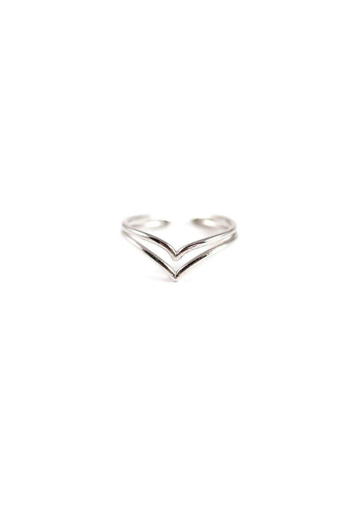 Alyssa Double Chevron Midi Ring Silver Kollidea