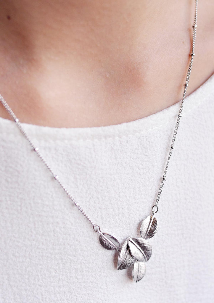 Silver Leaves Necklace Accessories Kollidea